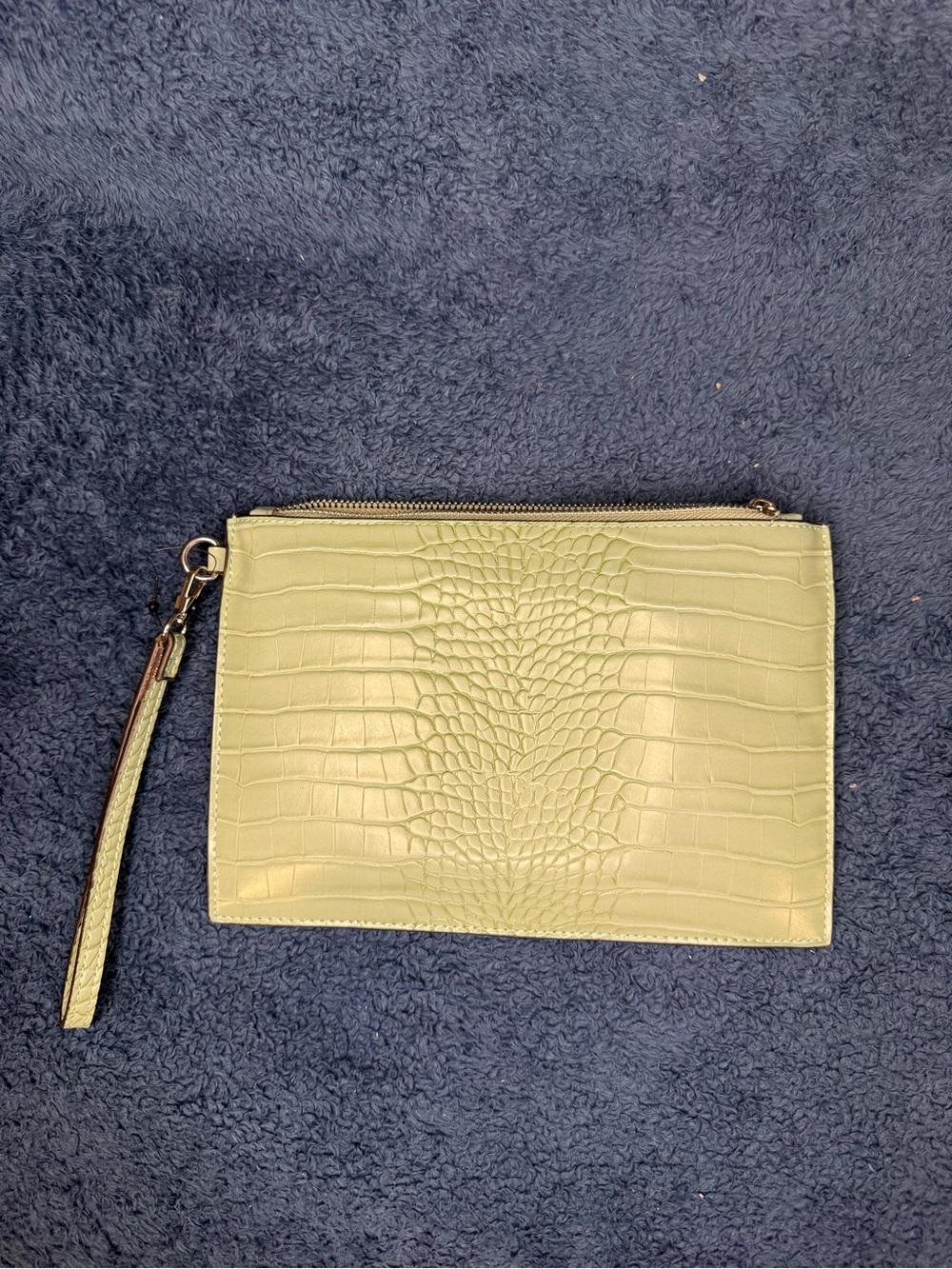 Croc-Embossed Wristlet Clutch in Mint